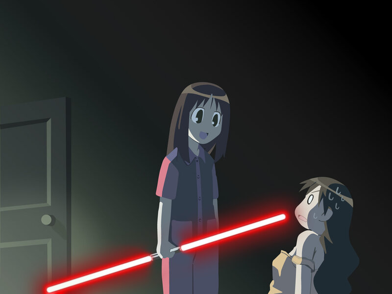 Girl with lightsaber
