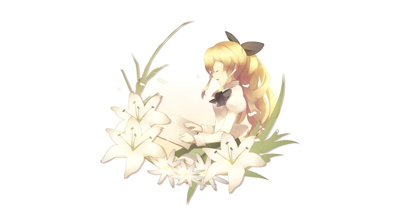girl with lilies illustration