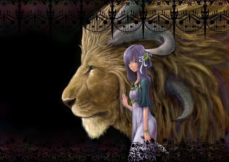 girl with lion companion