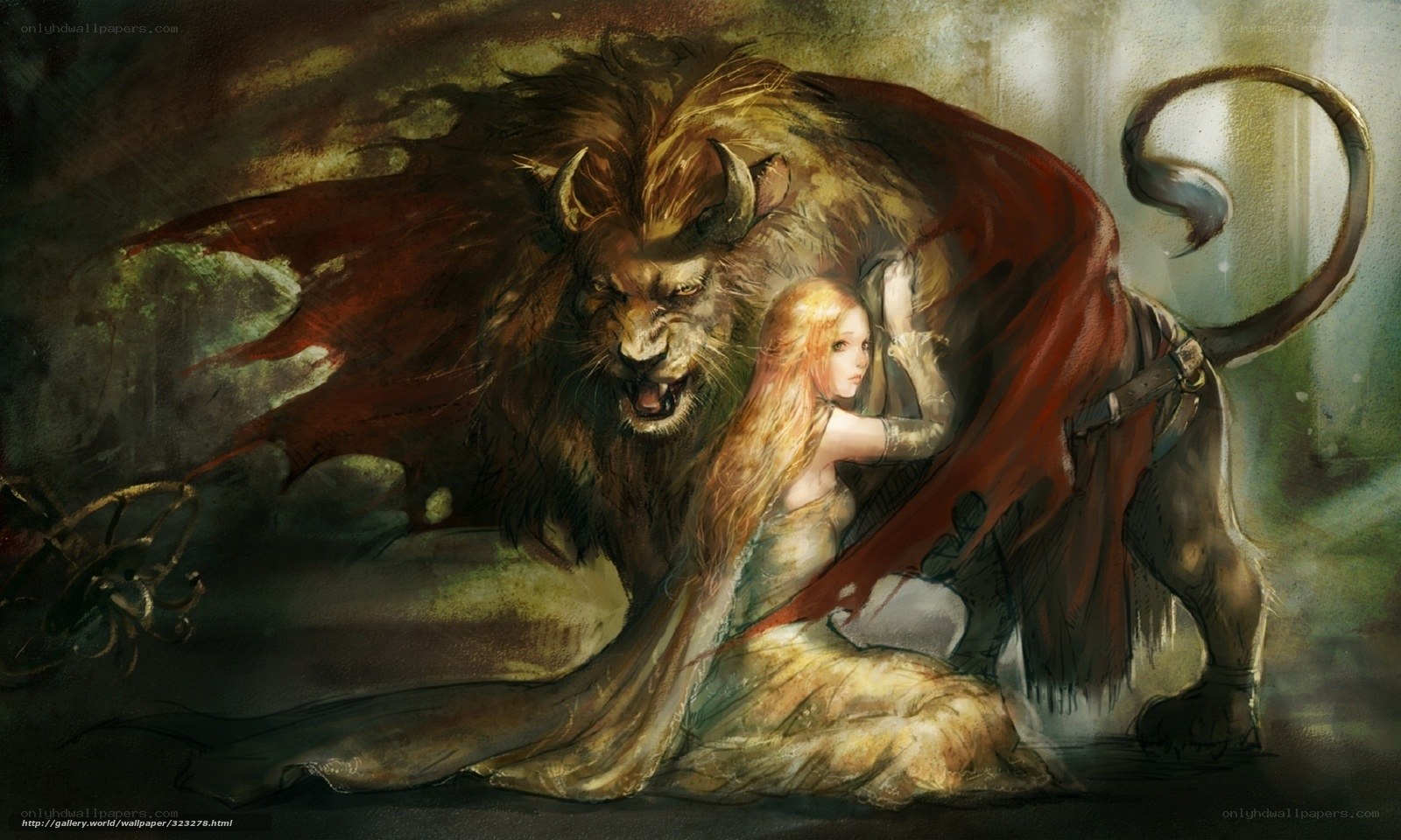 girl with lion creature