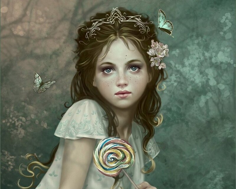 Girl with Lollipop — Green