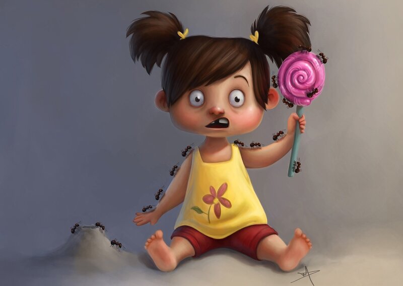 Girl with Lollipop — Yellow
