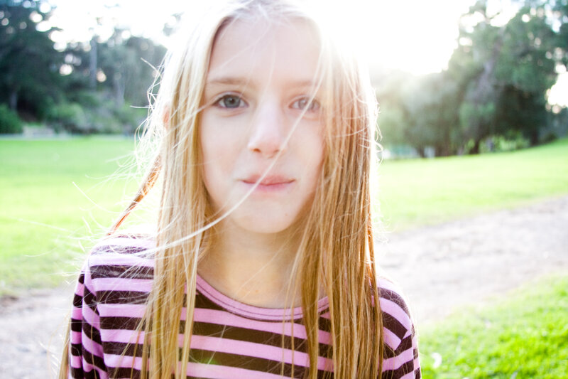 Girl with Long Blonde Hair — Green, Serene