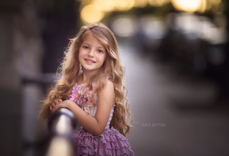 Girl with Long Blonde Hair — Purple