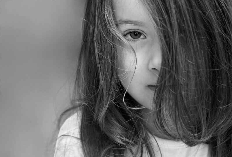Girl with Long Hair — Black, Contemplative
