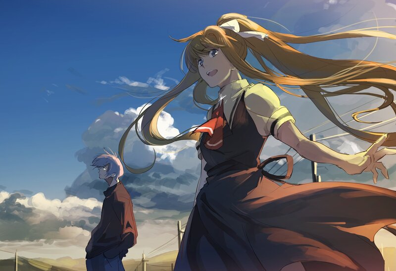 Girl with Long Hair — Blue, Dramatic, Afternoon