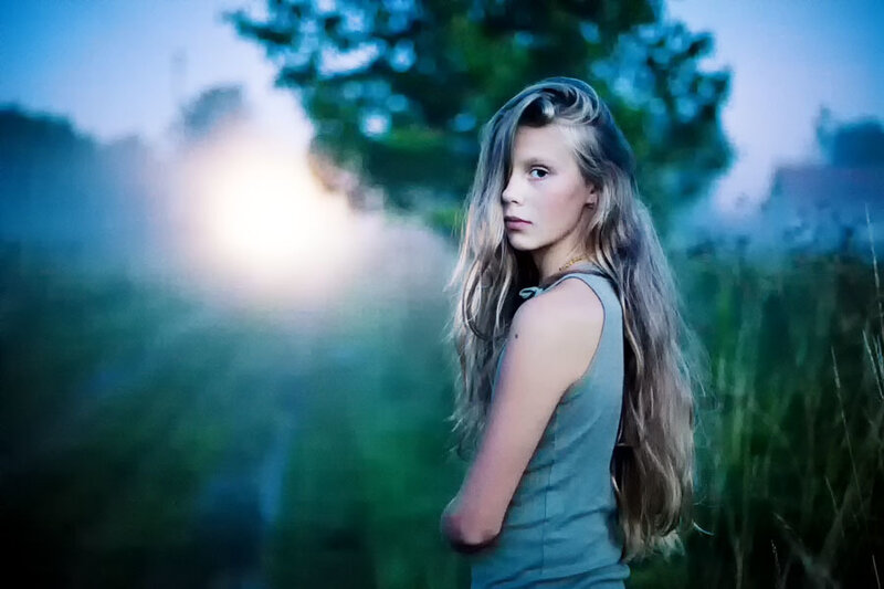 Girl with Long Hair — Blue, Dramatic