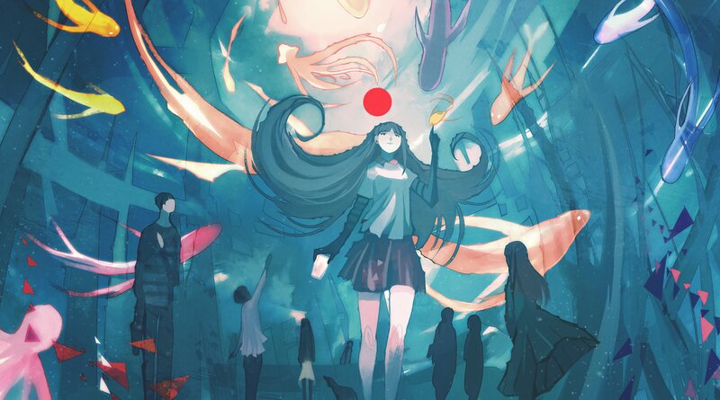 Girl with Long Hair — Blue, Dreamy, Digital Art