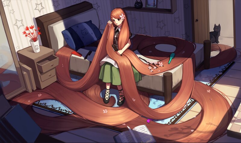 Girl with Long Hair — Brown, Calm, Morning