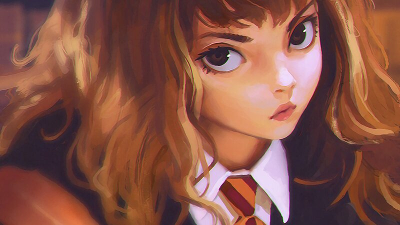 Girl with Long Hair — Brown, Dramatic, Digital Art