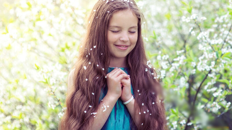 Girl with Long Hair — Brown, Serene, Spring