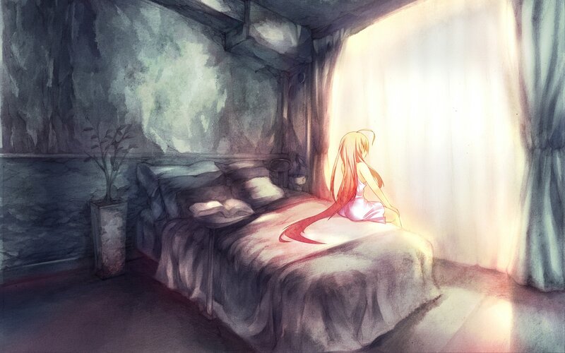 Girl with Long Hair — Gray, Serene