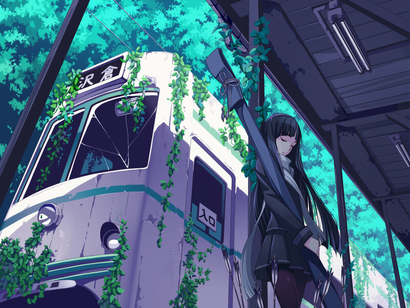 Girl with Long Hair — Green