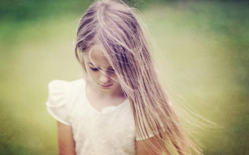 girl with long hair in wind