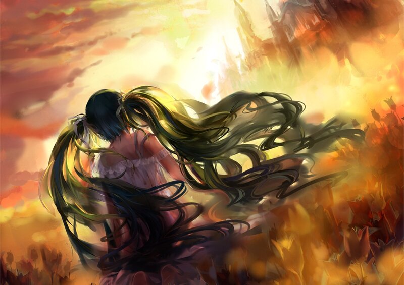 Girl with Long Hair — Orange, Dramatic