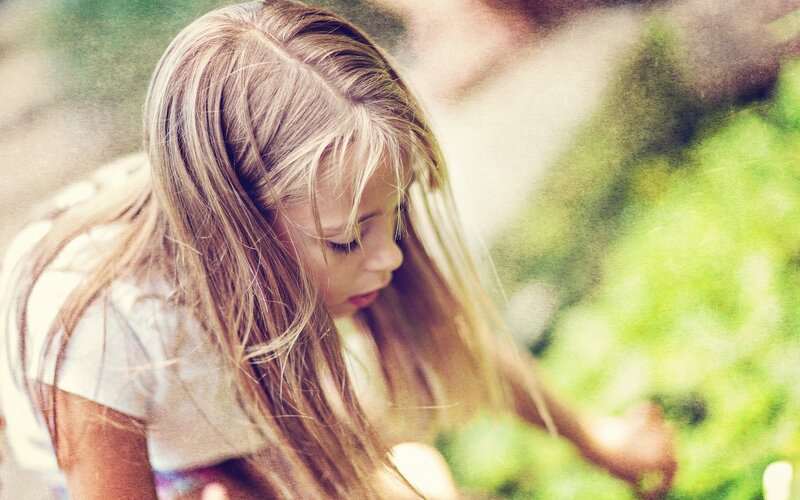 girl with long hair outdoors