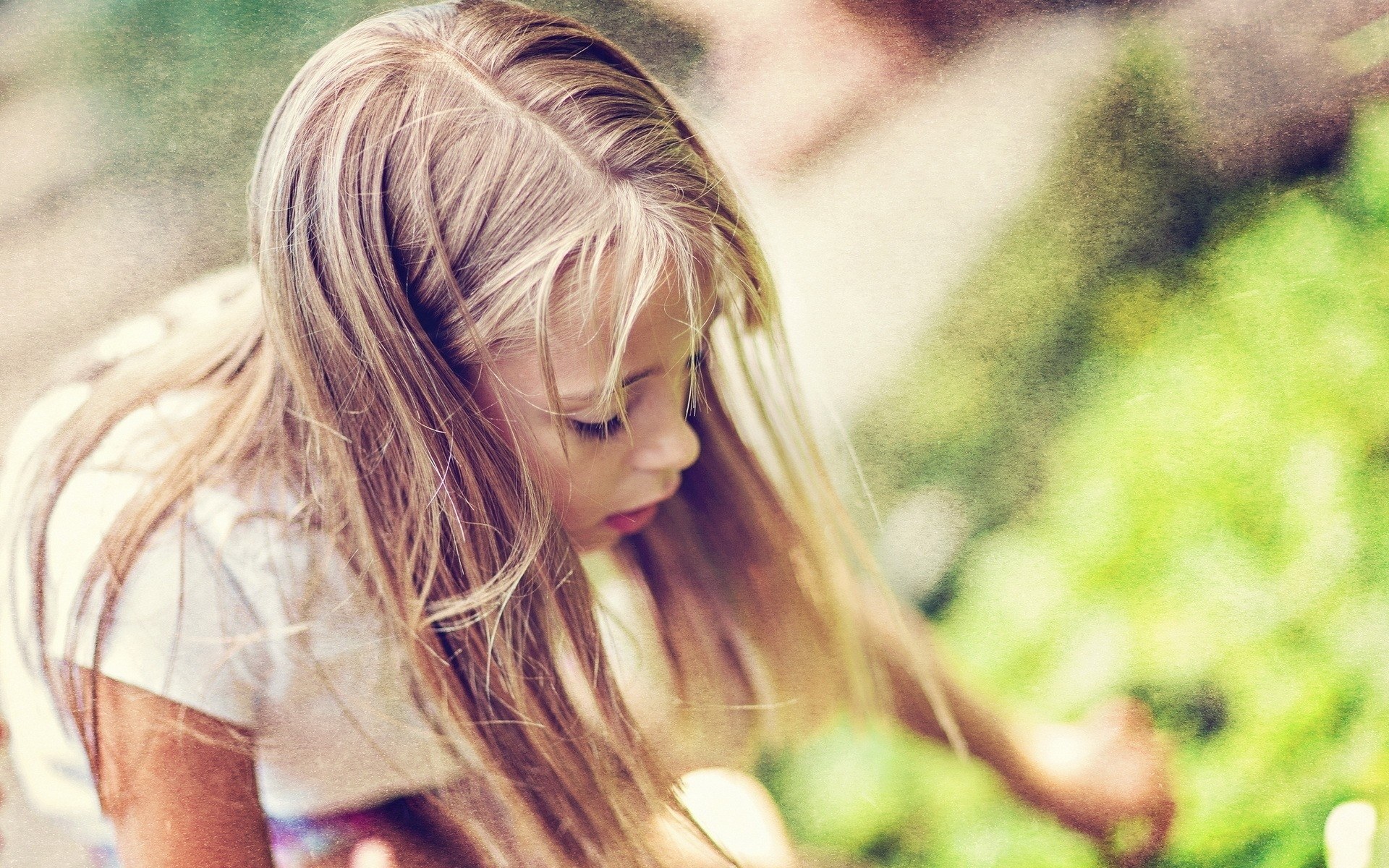 girl with long hair outdoors