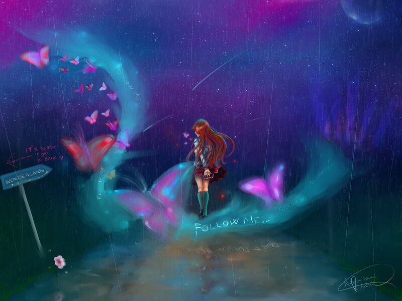 Girl with Long Hair — Purple, Dreamy