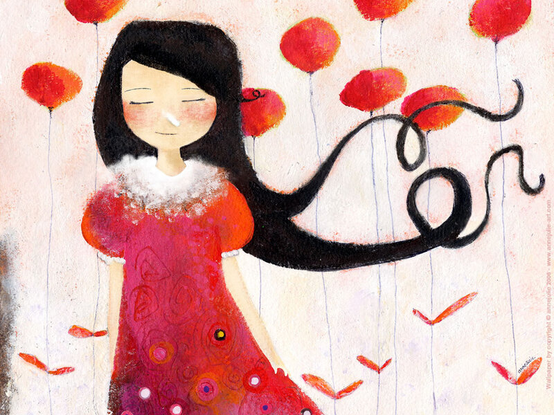 Girl with Long Hair — Red