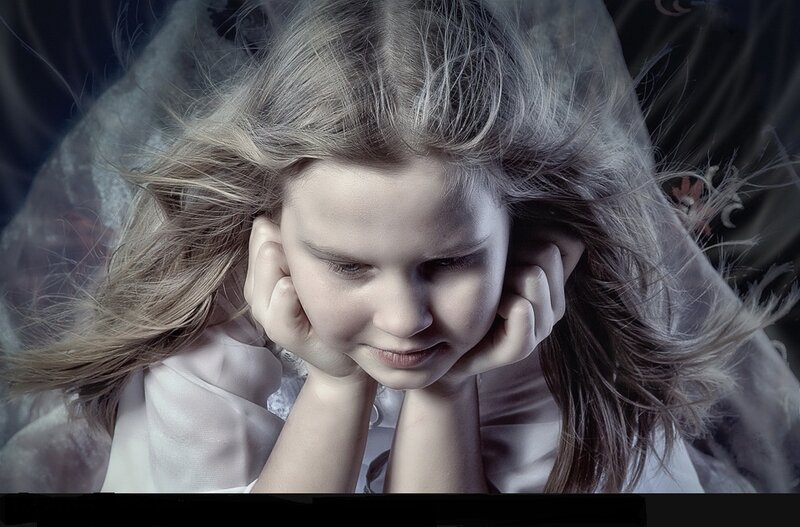Girl with Long Hair — White, Dramatic