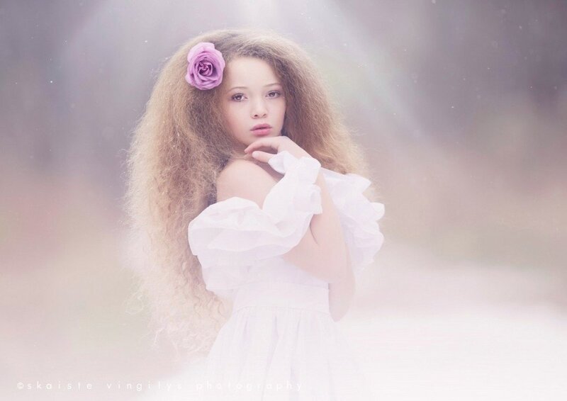 Girl with Long Hair — White, Dreamy, Photograph