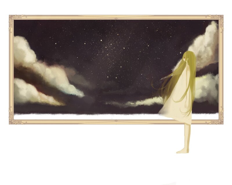 Girl with Long Hair — White