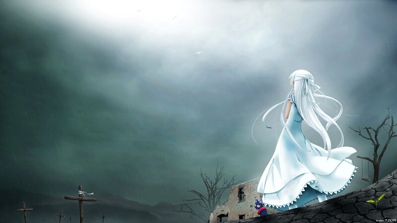 Girl with Long White Hair — Dramatic