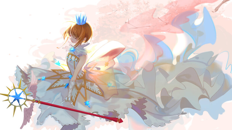 Girl with Magic Staff — White