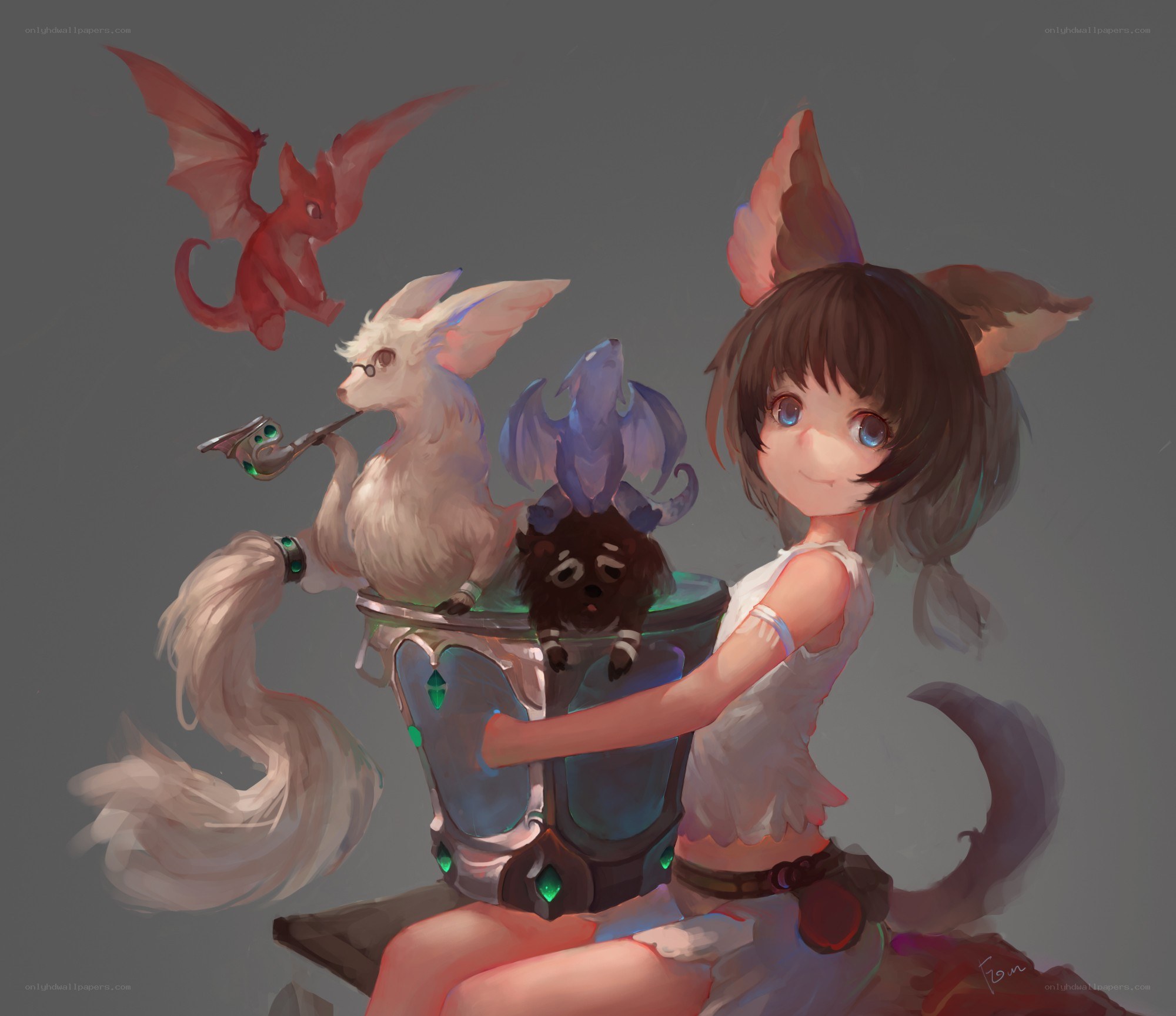 girl with magical creatures