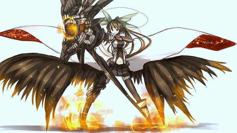 Girl with Mechanical Bird — Black, Dramatic, Anime