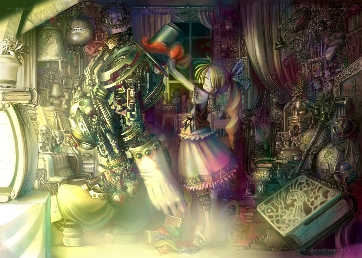 girl with mechanical creature