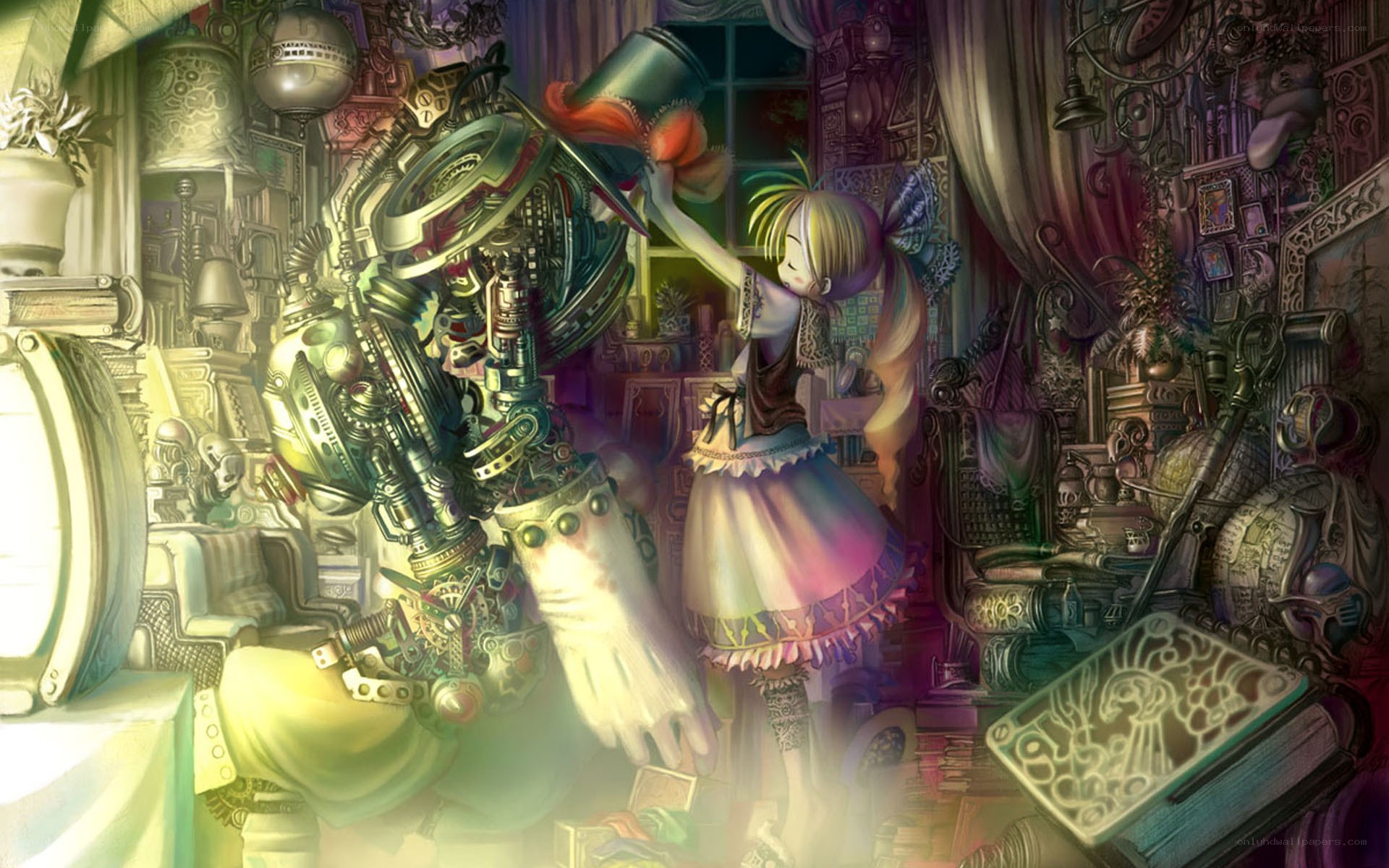 girl with mechanical creature