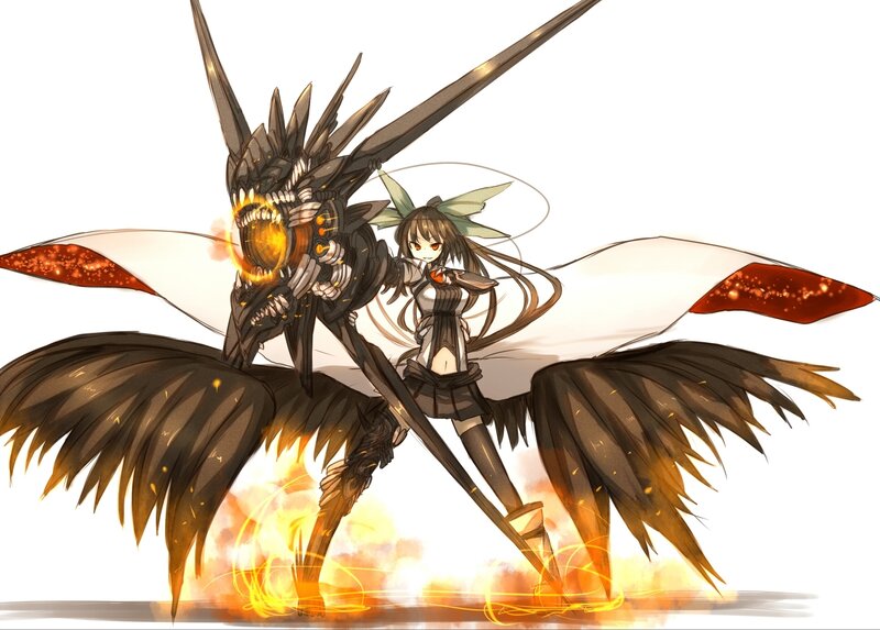 Girl with Mechanical Dragon — Black