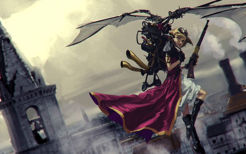 Girl with Mechanical Wings — Purple