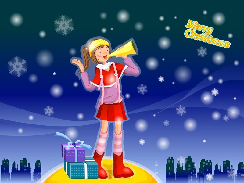 girl with megaphone in winter