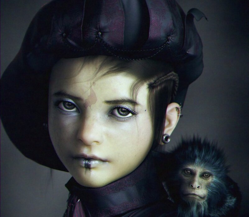 girl with monkey companion