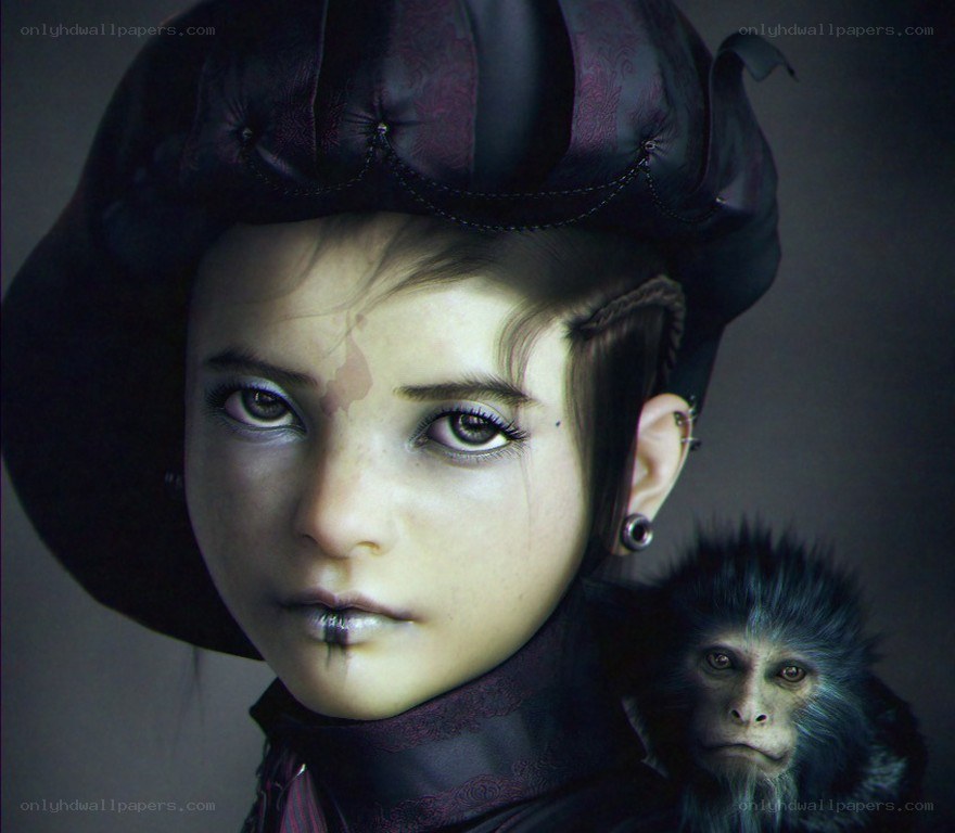girl with monkey companion