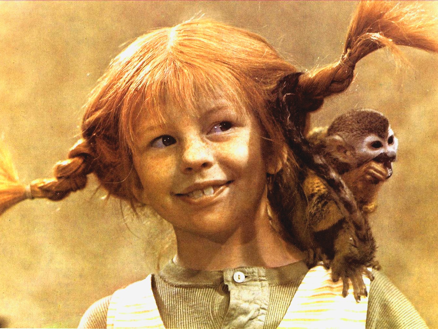 girl with monkey on shoulder