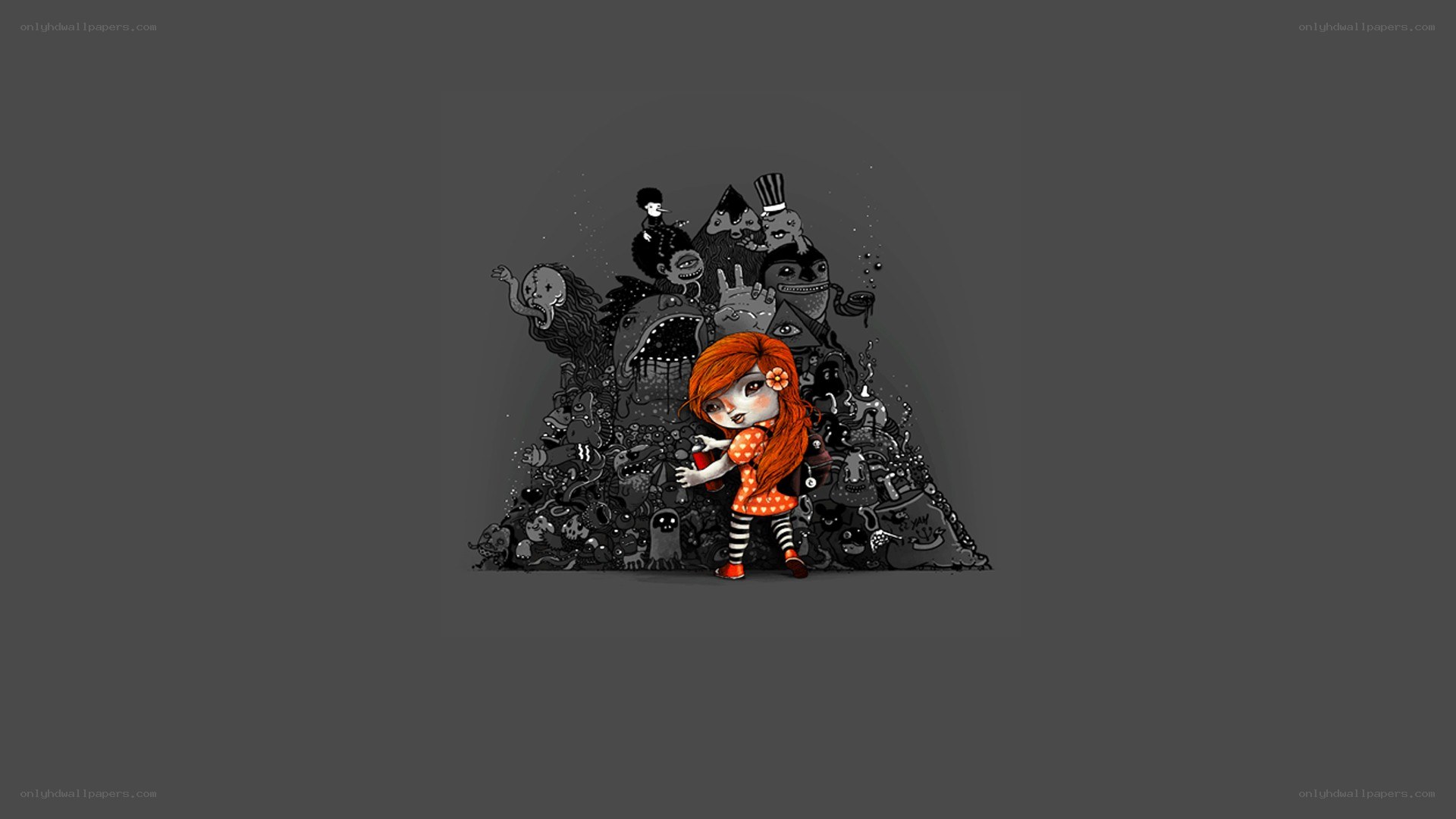 girl with monster creatures
