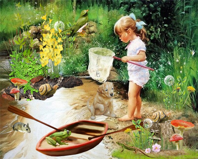 Girl with Net in Garden