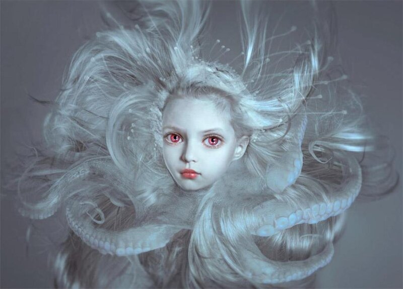 Girl with Octopus Tentacles — Gray
