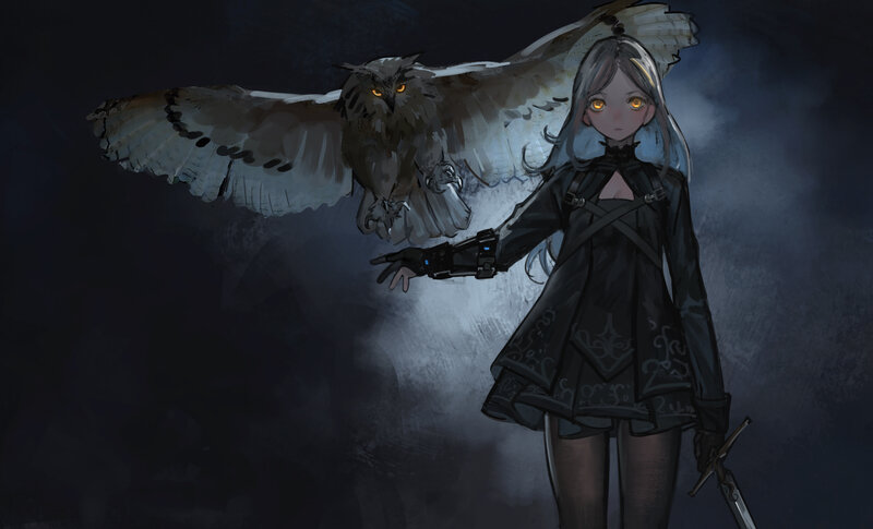 Girl with Owl Companion