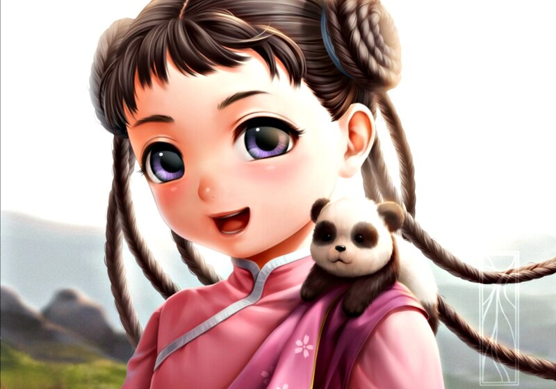 Girl with Panda Cub