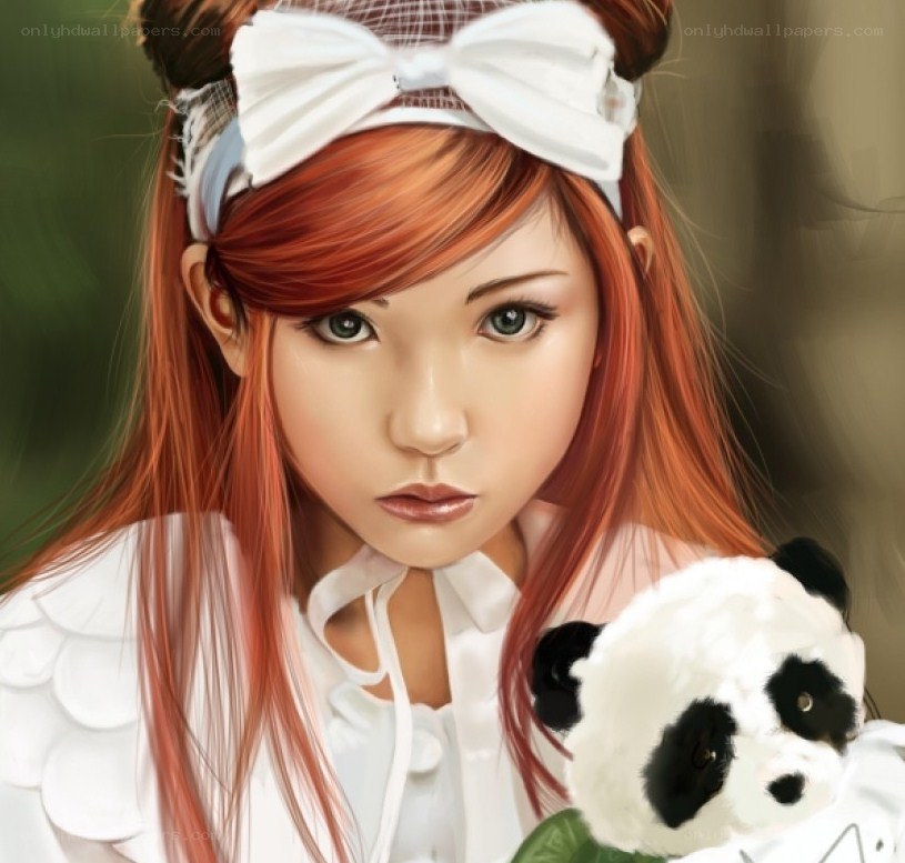 girl with panda plush