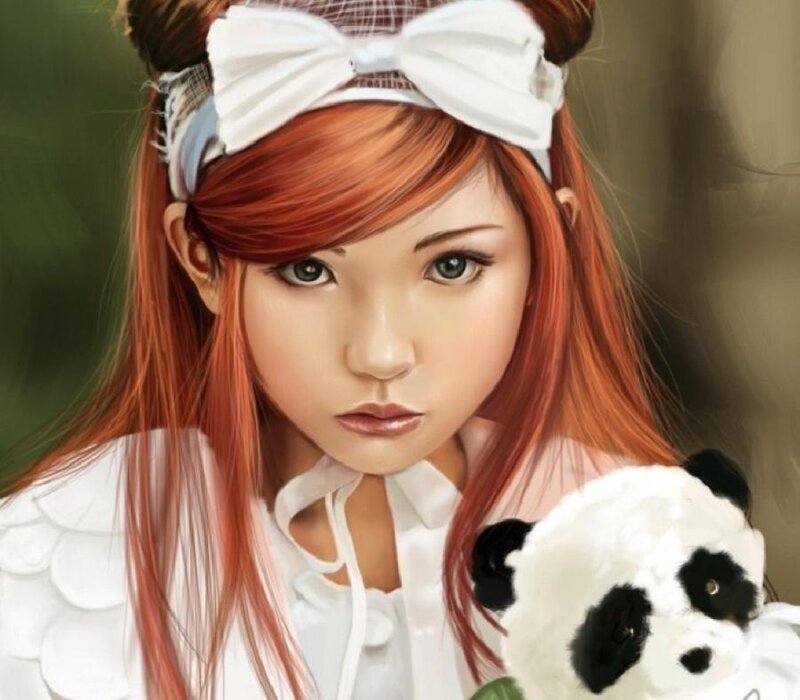 Girl with Panda Toy