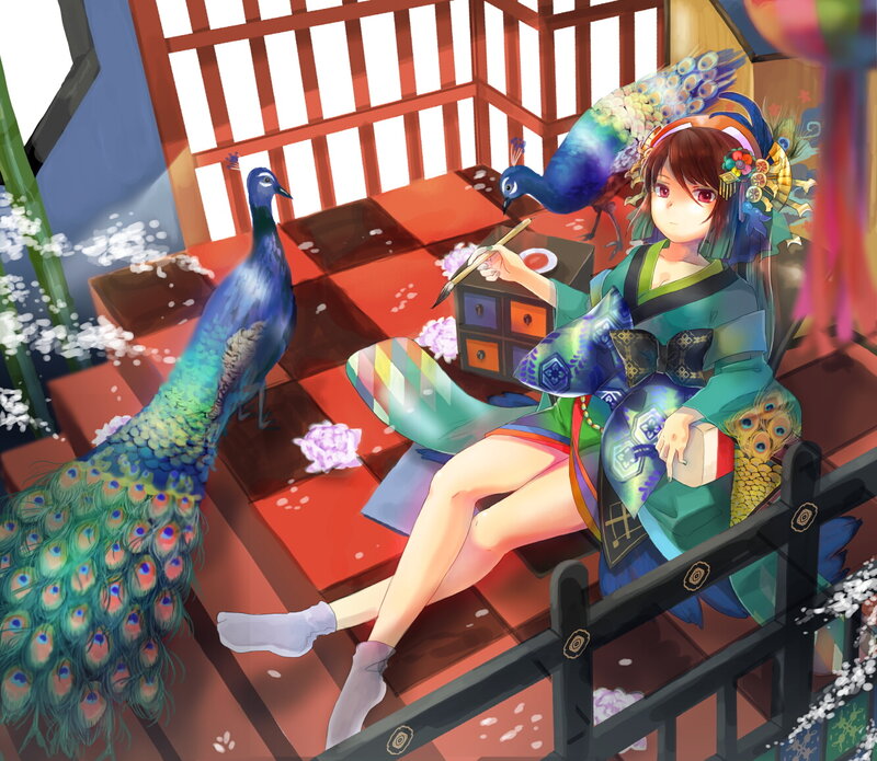 Girl with Peacocks