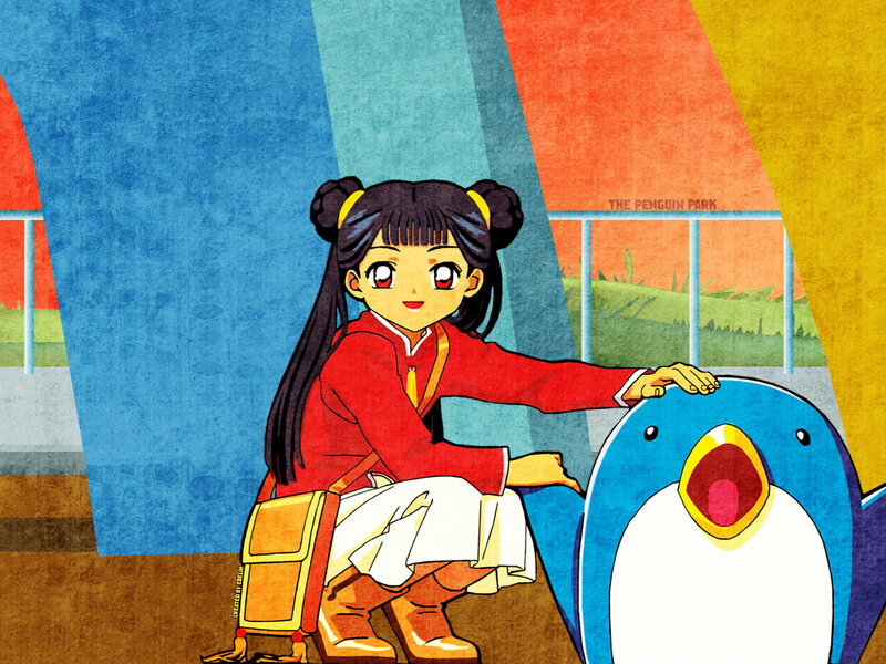 girl with penguin at the park
