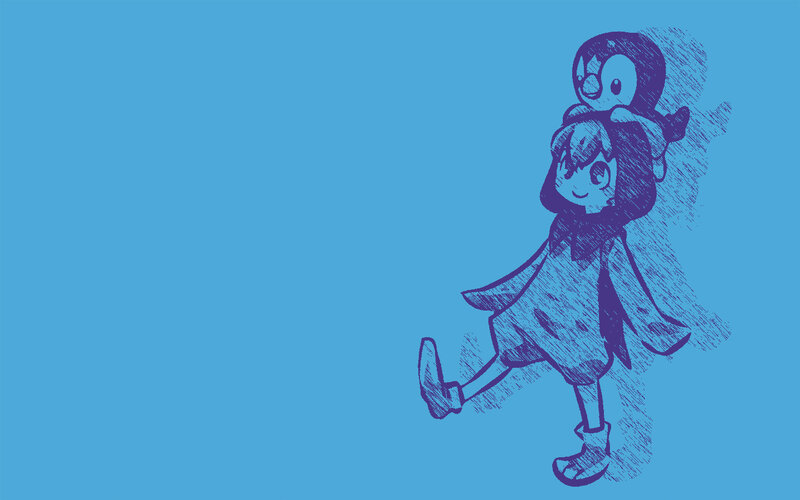 girl with penguin on head