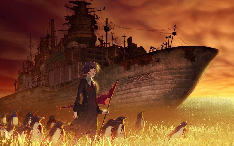 Girl with Penguins — Orange