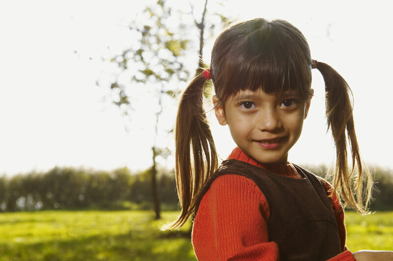 Girl with Pigtails — Green, Serene